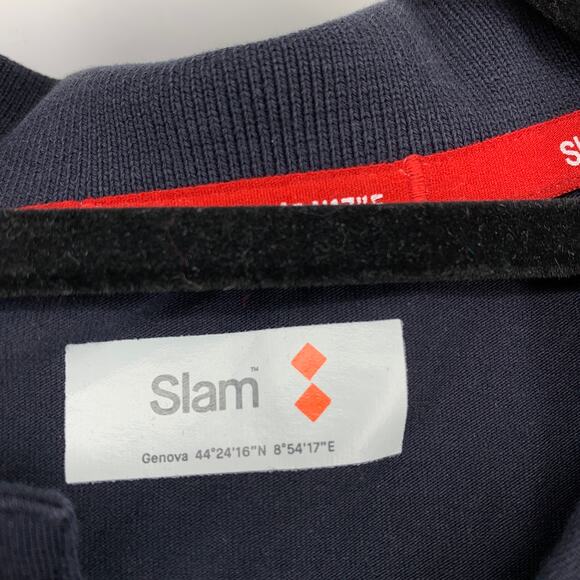 SLAM Short Sleeve Polo Shirt Mens Size Small Navy Blue Sea Of Japan Graphic - Picture 6 of 7